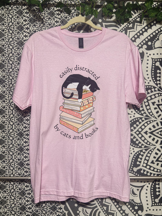 'Distracted by Cats & Books' T-Shirt