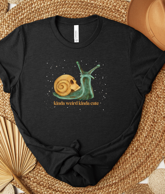 'Kinda Weird Kinda Cute Graphic' Tee (Heather Black)